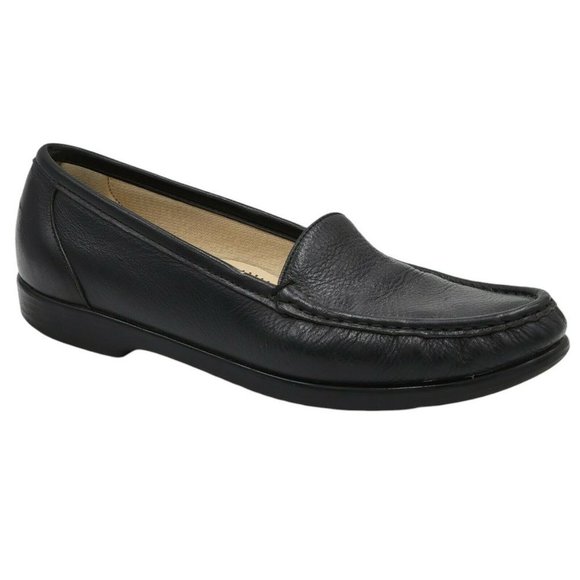 SAS Simplify Moccasin Loafers Tripad Comfort Soft Black Leather Padded Size 10 - Picture 1 of 10